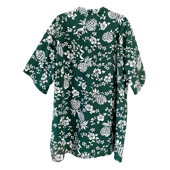 HILO HATTIE Men's Size 4XL Green Button-Up Short Sleeve Hawaiian Aloha Shirt - Picture 4 of 5